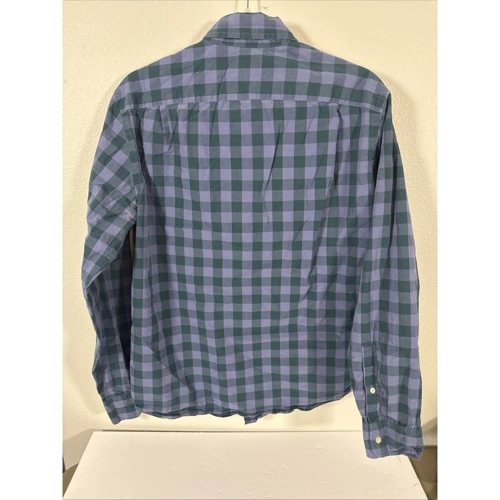 J. Crew Men's‎ Button Front Shirt Purple Checked Plaid 100 % Cotton Casual M1